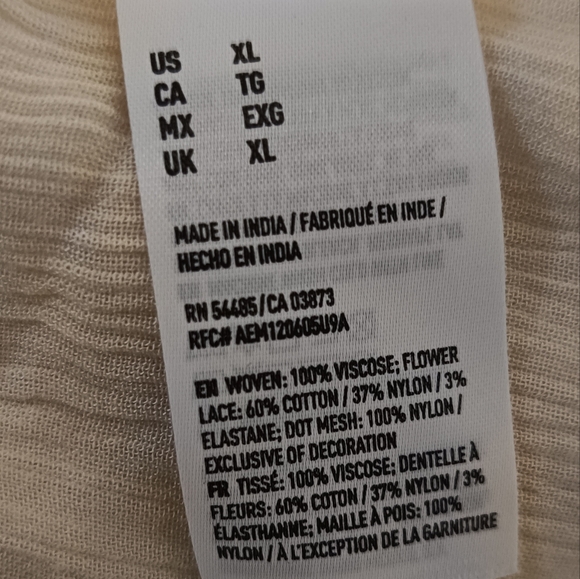 XL🍀American Eagle Outfitters Ivory Peasant Lace Button Down Shirt - Picture 10 of 10